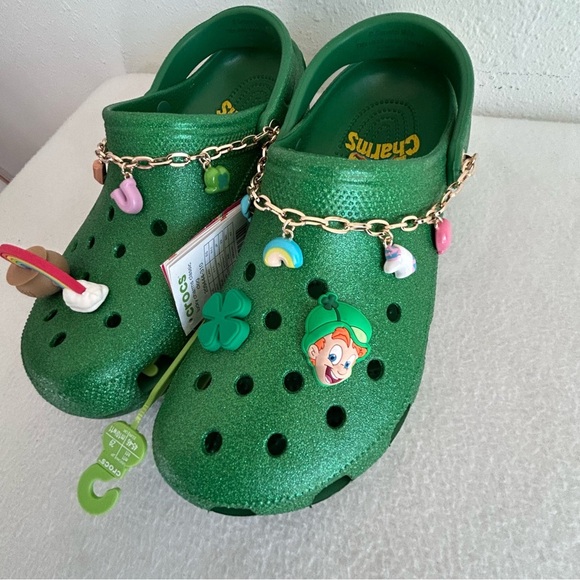 CROCS Lucky Charms Green Men\'s Size 11 Lots of Jibbitz AND Charms NEW main image 6